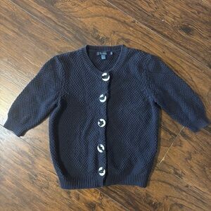 Boden Navy Textured Cardigan with Unique Buttons